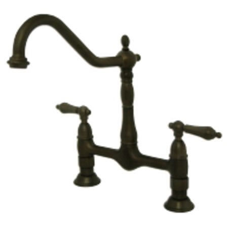 KINGSTON BRASS KS1175AL Heritage Bridge Kitchen Faucet, Oil Rubbed Bronze KS1175AL